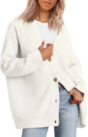 Cardigans for Women Trendy Oversized Long Sleeve Button Open Front Knit Sweater Fashion Outerwear Coats with Pockets