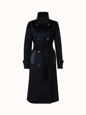 Cashmere Coat with Horsehair Collar and Pocket