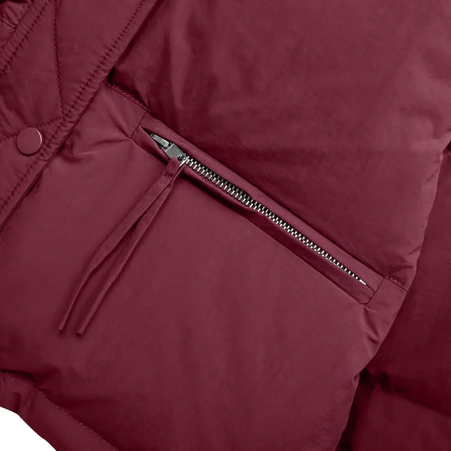 Cropped Puffer Down Jackets Women Lightweight Quilted Jackets Long Sleeve Zip Up Warm Coats Outwear Outdoor
