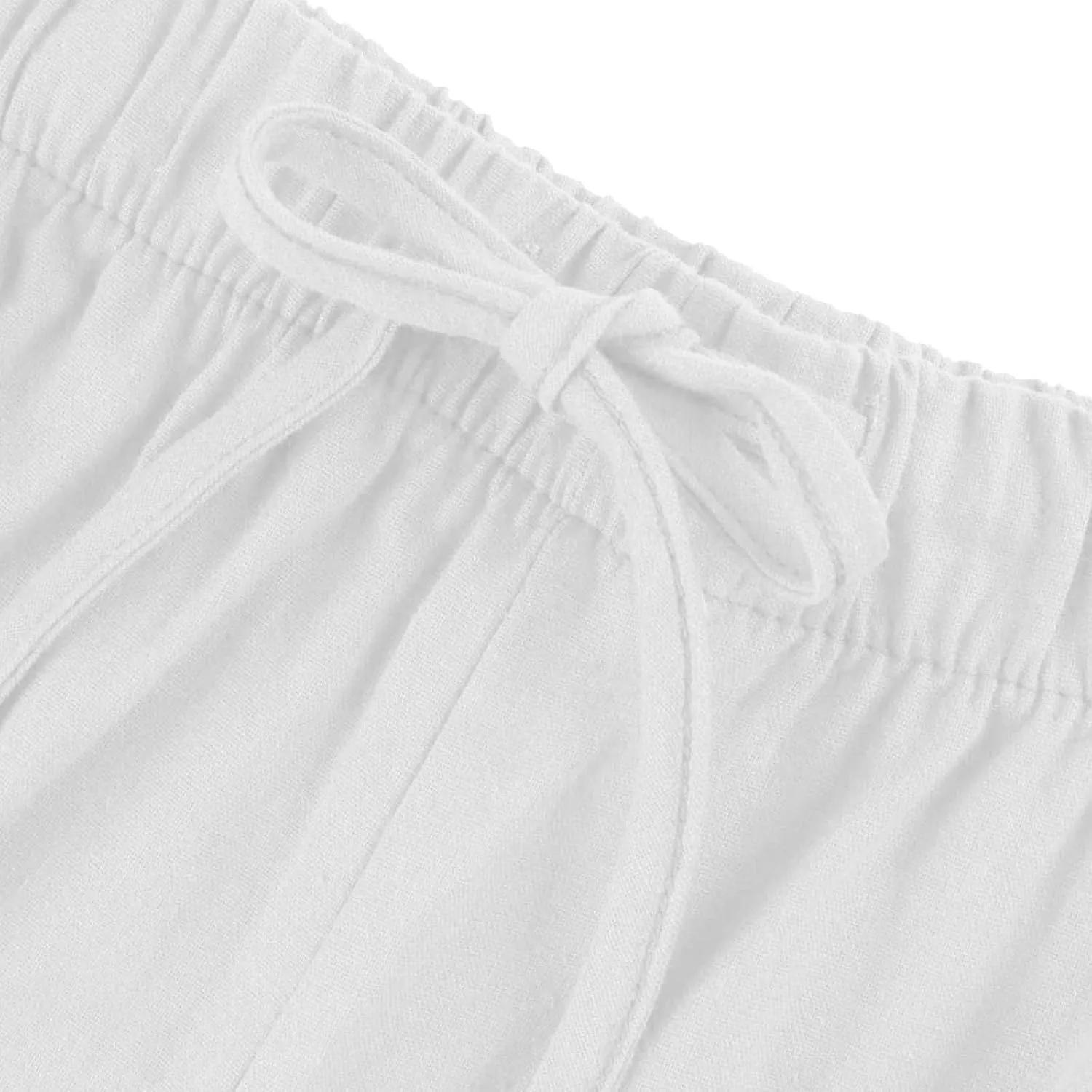 fanmpghleoo Wide Leg Linen Pants for Women Drawstring High Waisted Linen Palazzo Pants Flowy Comfy Lounge Pant with Pockets