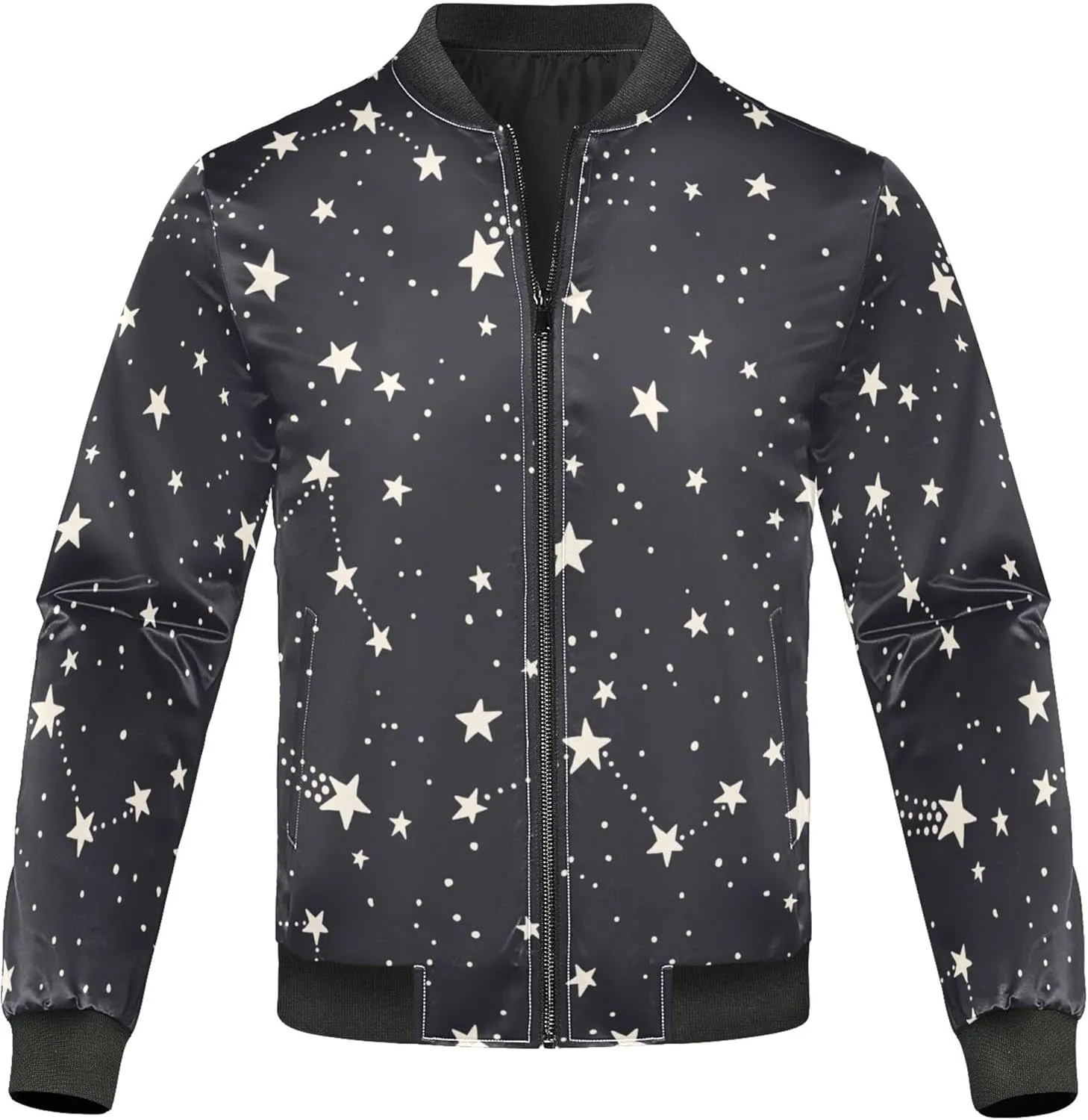 linqin Star Black and White Mens Lightweight Jacket Mens Windbreaker Jackets Lightweight Rain Shell Jacket Men Work Jacket