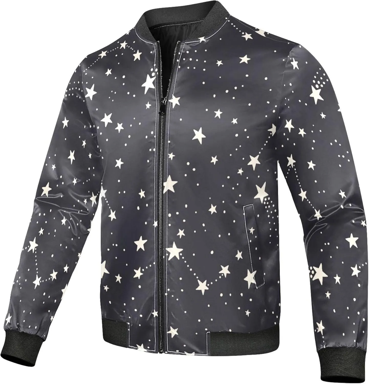 linqin Star Black and White Mens Lightweight Jacket Mens Windbreaker Jackets Lightweight Rain Shell Jacket Men Work Jacket