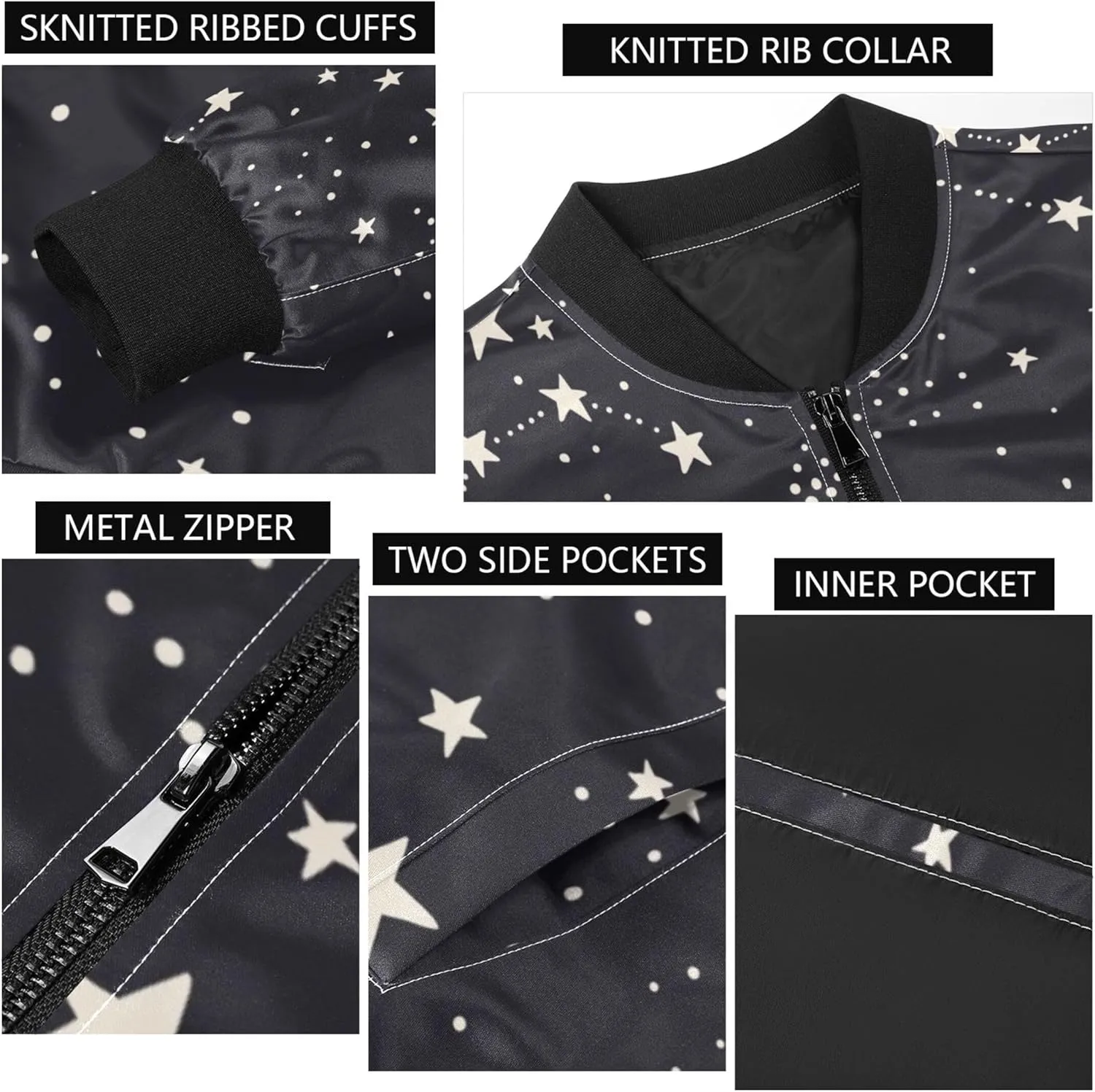 linqin Star Black and White Mens Lightweight Jacket Mens Windbreaker Jackets Lightweight Rain Shell Jacket Men Work Jacket
