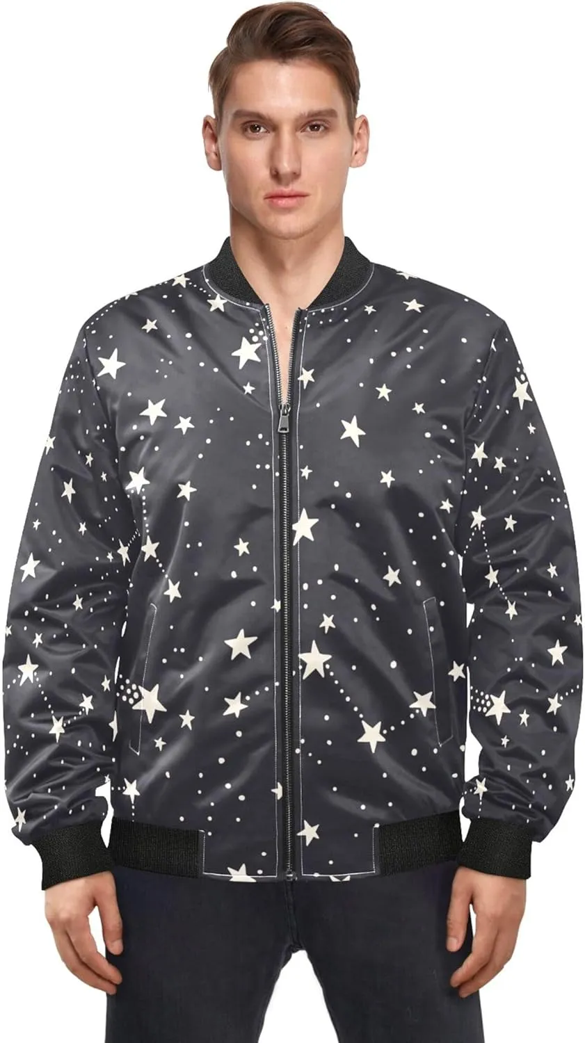 linqin Star Black and White Mens Lightweight Jacket Mens Windbreaker Jackets Lightweight Rain Shell Jacket Men Work Jacket