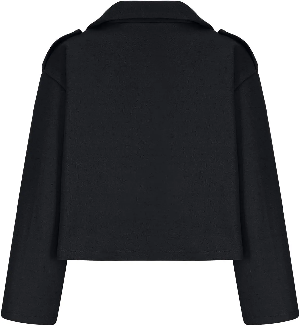 Lmdudan Women's Cropped Wool Blend Coat Notch Lapel Blazer Jacket Business Casual Winter Crop Pea Coat Cardigan Tops
