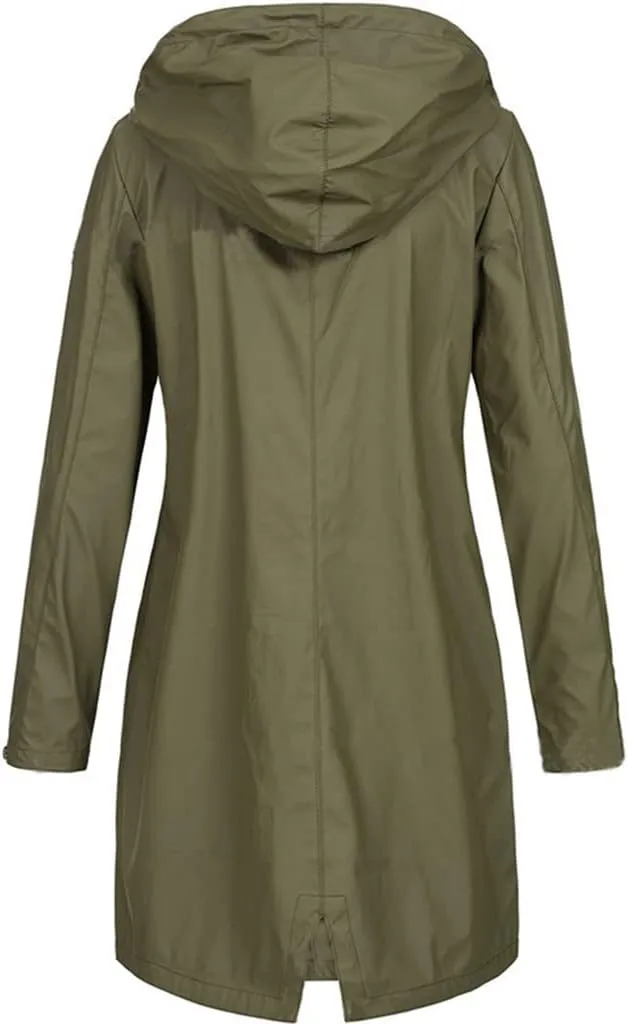 Long Raincoat for Women Waterproof with Hood Lightweight Hooded Windbreaker Jacket Active Outdoor Rain Jacket