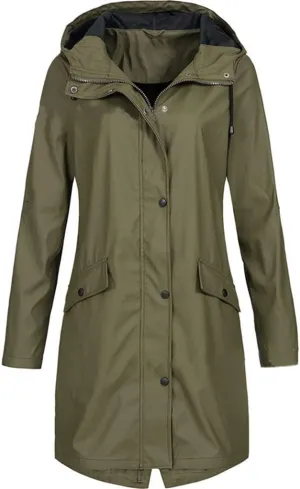 Long Raincoat for Women Waterproof with Hood Lightweight Hooded Windbreaker Jacket Active Outdoor Rain Jacket