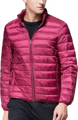Men's Packable Water-Resistant Puffer Jacket Lightweight Quilted Jackets Casual Full Zip Down Jackets Warm Winter Coats