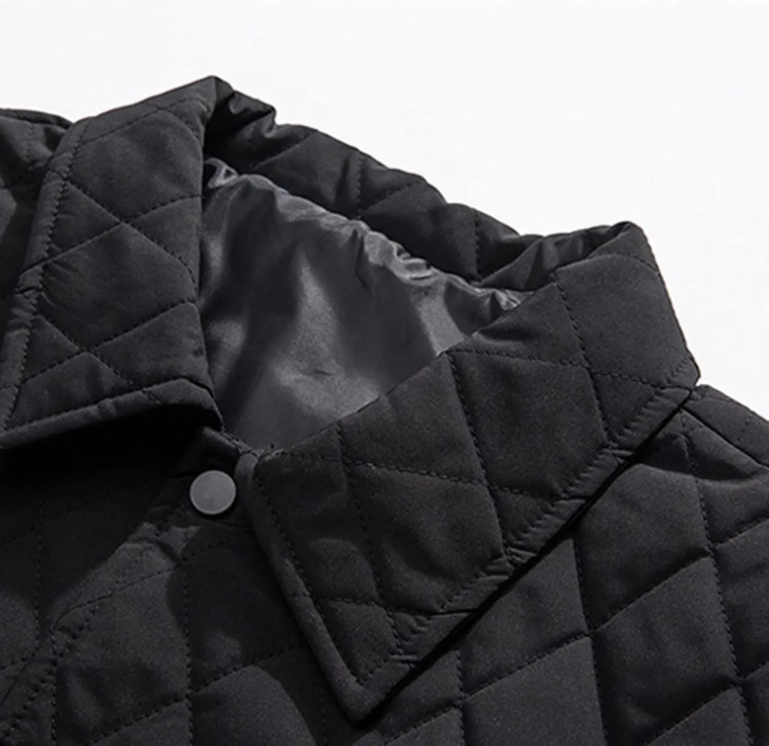 Men's Windbreaker Puffer Jacket Down Coats Winter Lightweight Loose Fit Jackets Lapel Plus Size Button Quilted Jackets