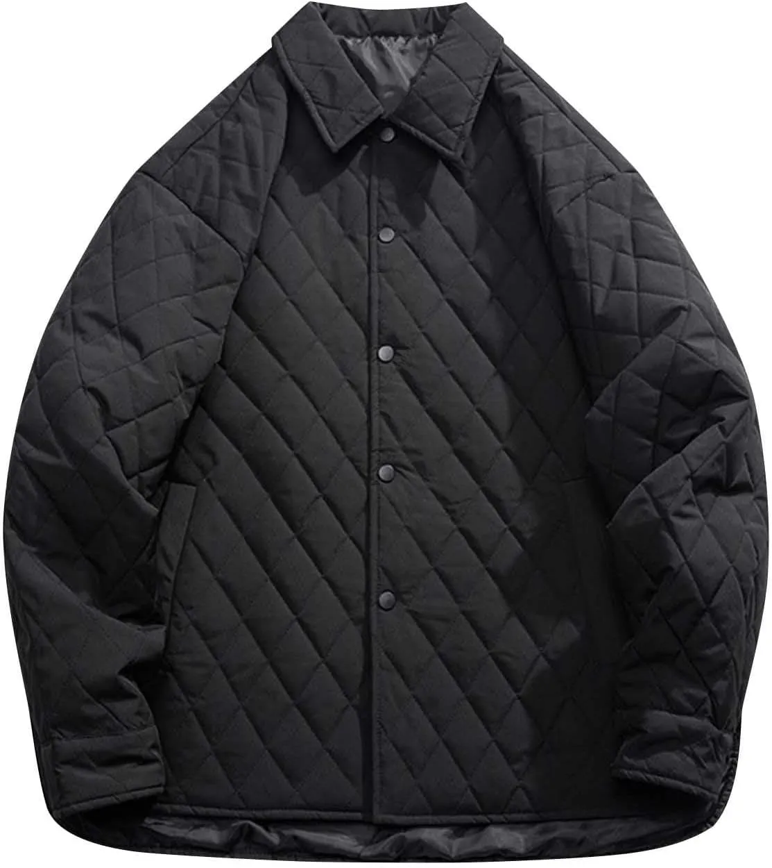 Men's Windbreaker Puffer Jacket Down Coats Winter Lightweight Loose Fit Jackets Lapel Plus Size Button Quilted Jackets