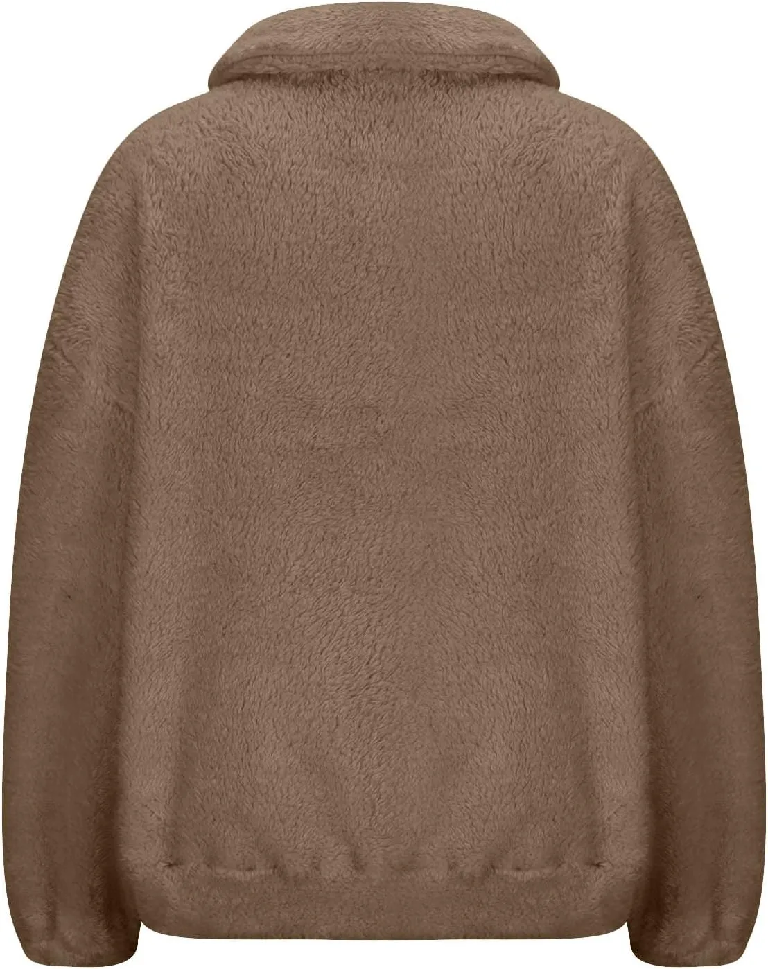 Uillui Womens Casual Sherpa Jacket Half Zip Fleece Pullover Oversized Cropped Sweatshirt Pockets Loose Fluffy Fuzzy Sweater
