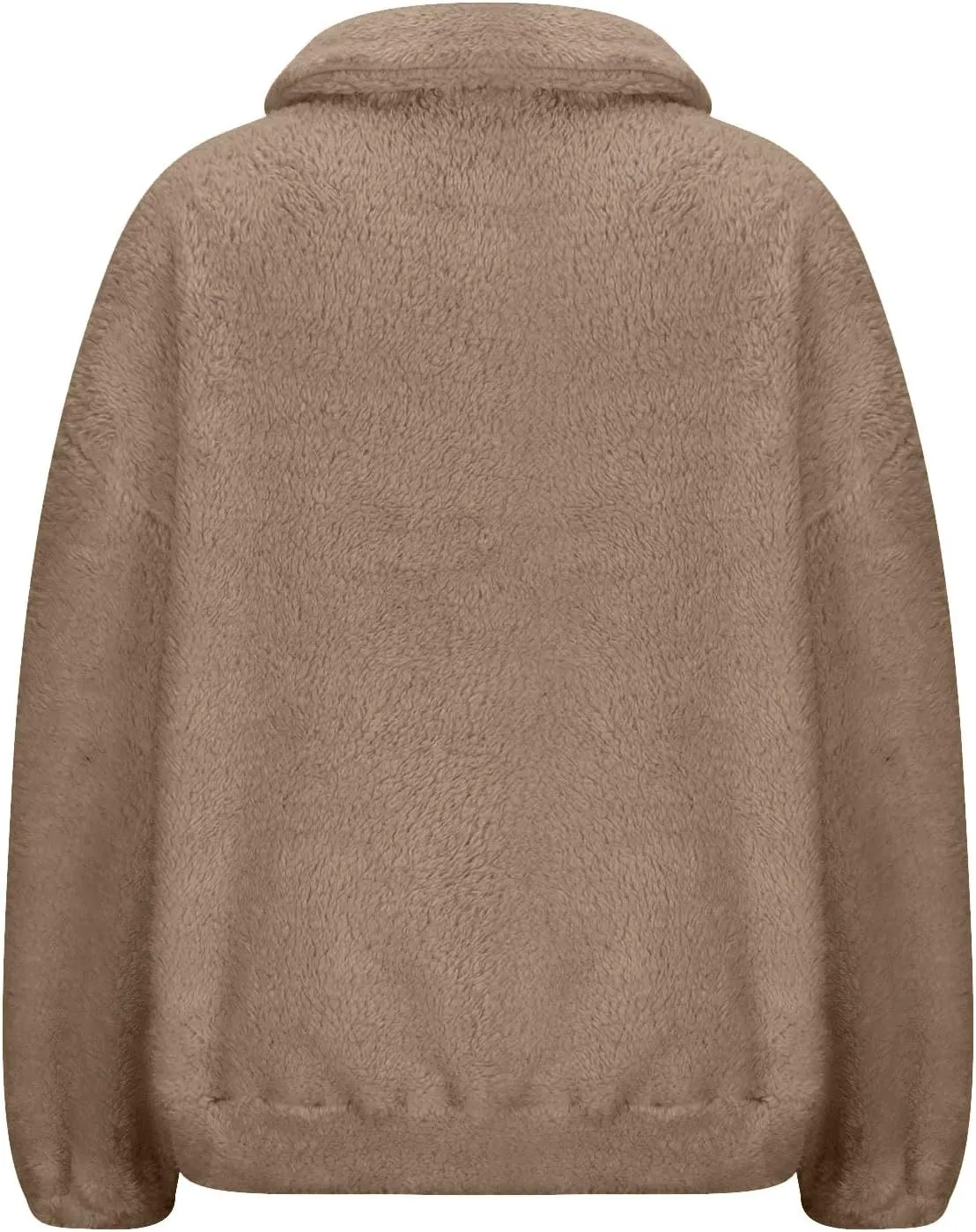Uillui Womens Casual Sherpa Jacket Half Zip Fleece Pullover Oversized Cropped Sweatshirt Pockets Loose Fluffy Fuzzy Sweater