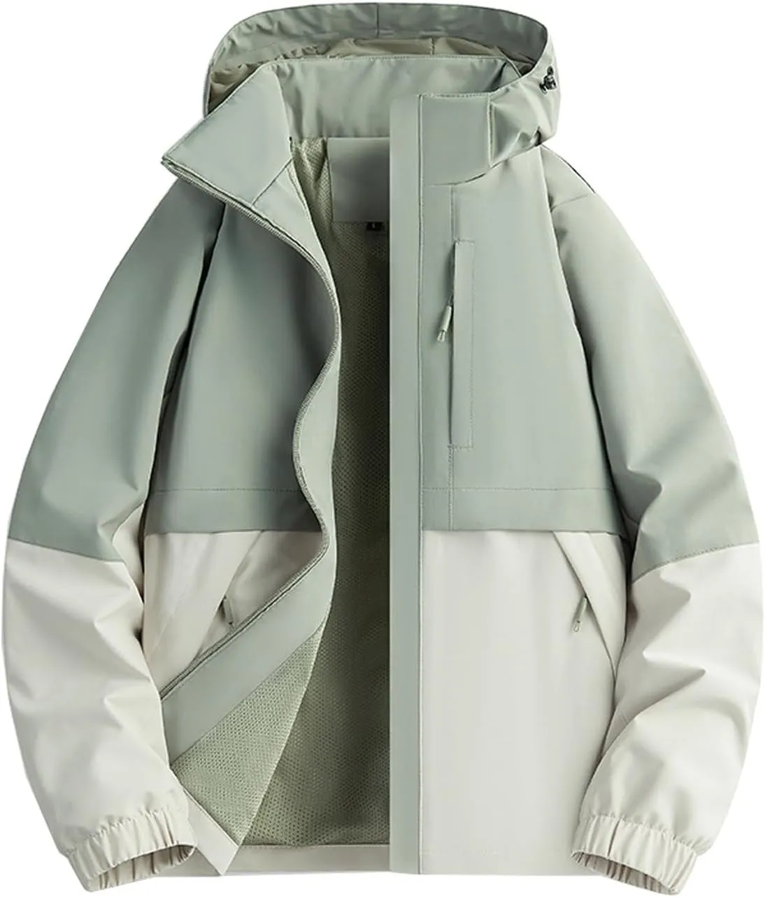 Waterproof Jackets for Men Hooded Drawstring Rain Jackets Lightweight Raincoats Outdoor Hiking Running Travel Coats