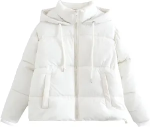 Womens Winter Coats Cropped Quilted Lightweight Jackets Thicken Puffer Jackets Stand Collar Warm Parka Short Down Coats