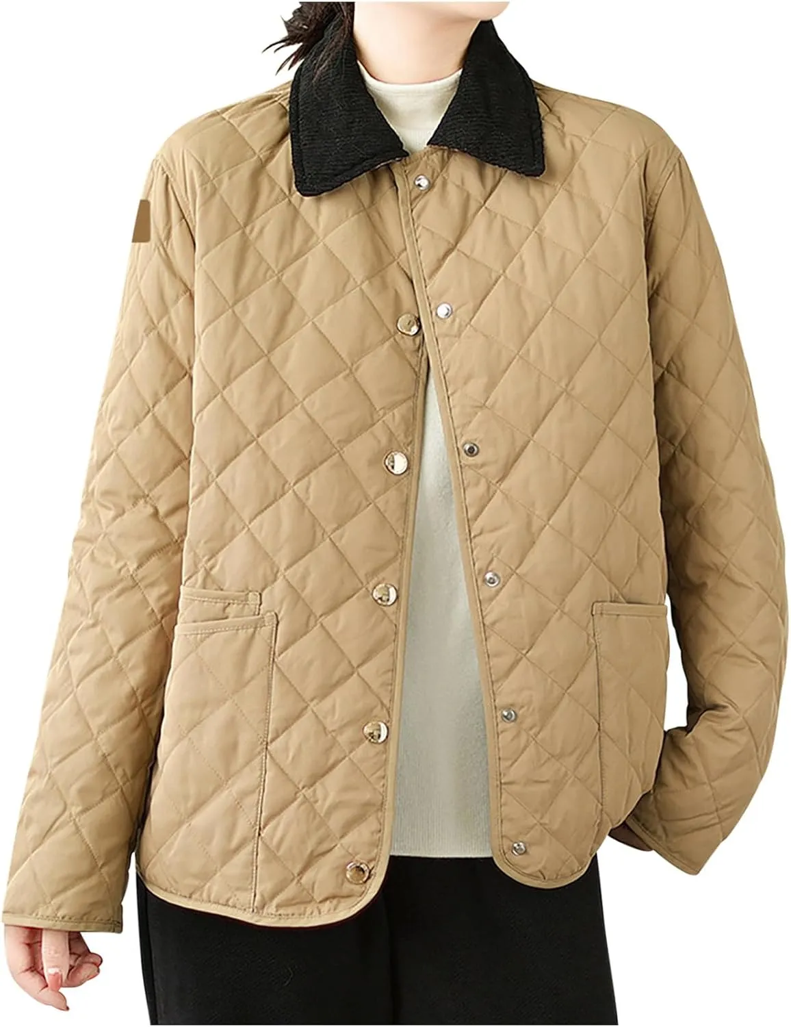 Womens Winter Coats Lightweight Quilted Jackets Casual Puffer Jackets Thicken Long Sleeve Short Down Coats Warm Outwear